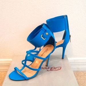 Blue cuff ankle heels